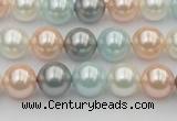 CSB336 15.5 inches 10mm round mixed color shell pearl beads