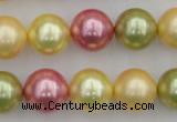 CSB378 15.5 inches 14mm round mixed color shell pearl beads