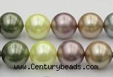 CSB381 15.5 inches 14mm round mixed color shell pearl beads