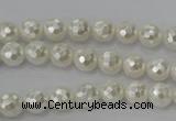 CSB450 15.5 inches 6mm faceted round shell pearl beads