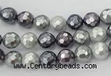 CSB460 15.5 inches 8mm faceted round mixed color shell pearl beads