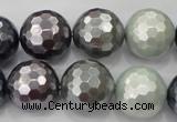 CSB464 15.5 inches 16mm faceted round mixed color shell pearl beads