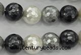 CSB474 15.5 inches 16mm faceted round mixed color shell pearl beads