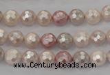 CSB490 15.5 inches 8mm faceted round mixed color shell pearl beads