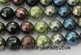 CSB532 15.5 inches 12mm faceted round mixed color shell pearl beads