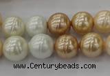 CSB611 15.5 inches 12mm whorl round mixed color shell pearl beads