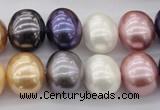 CSB696 15.5 inches 13*15mm oval mixed color shell pearl beads