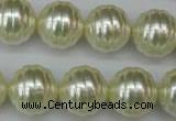 CSB896 15.5 inches 16mm whorl round shell pearl beads wholesale