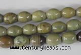 CSL103 15.5 inches 8*10mm rice silver leaf jasper beads wholesale