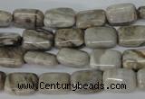 CSL65 15.5 inches 8*12mm rectangle silver leaf jasper beads wholesale