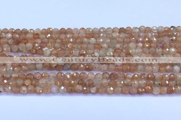 CSS837 15 inches 4mm faceted round golden sunstone beads