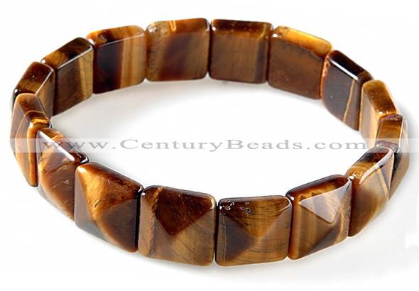 CTB15 7.5 inch 6*12mm square yellow tiger eye stretch bracelet