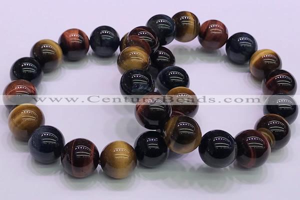 CTB39 7.5 inches 14mm round colorful tiger eye beaded bracelets