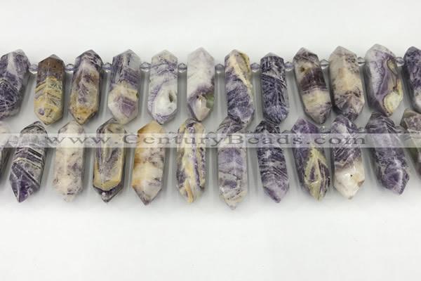 CTD2395 Top drilled 13*30mm - 14*42mm sticks charoite beads