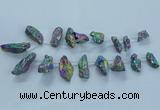 CTD2633 Top drilled 10*25mm - 20*45mm nuggets plated druzy quartz beads