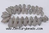 CTD2861 Top drilled 15*20mm - 22*50mm sticks plated quartz beads