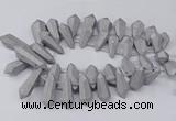 CTD2862 Top drilled 15*20mm - 22*50mm sticks plated quartz beads