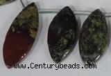 CTD33 Top drilled 10*24mm – 17*40mm marquise dragon blood jasper beads