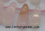 CTD476 Top drilled 12*25mm - 15*45mm freeform rose quartz beads