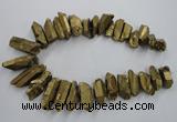 CTD924 Top drilled 15*20mm - 18*38mm wand plated quartz beads