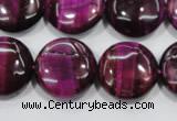 CTE1006 15.5 inches 20mm flat round dyed red tiger eye beads