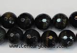 CTE1190 15.5 inches 14mm faceted round blue tiger eye beads