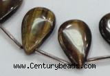 CTE125 16*26mm top-drilled flat teardrop yellow tiger eye beads wholesale