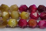 CTE1938 15.5 inches 10mm faceted nuggets mixed tiger eye beads