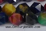 CTE1972 15.5 inches 12mm faceted nuggets mixed tiger eye beads