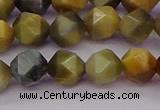 CTE1976 15.5 inches 8mm faceted nuggets golden & blue tiger eye beads