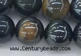 CTE2088 15.5 inches 12mm round AB-color blue & yellow tiger eye beads