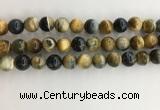 CTE2123 15.5 inches 12mm round golden & blue tiger eye beads