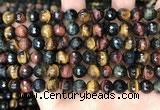 CTE2227 15.5 inches 8mm faceted round colorful tiger eye beads