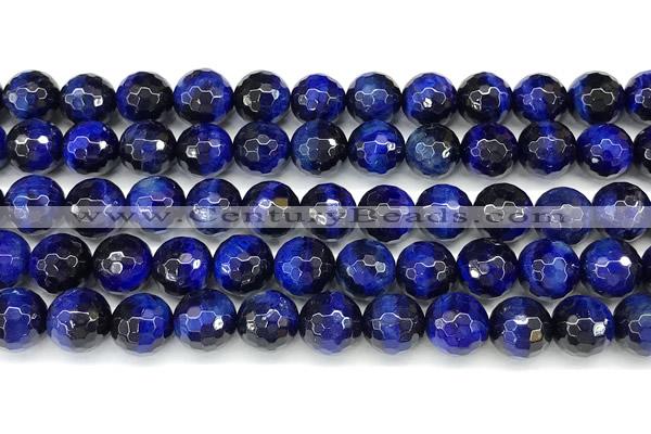 CTE2400 15 inches 8mm facted round blue tiger eye beads