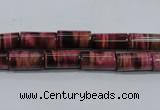 CTE988 15.5 inches 6*12mm tube dyed red tiger eye beads wholesale