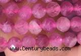 CTG1510 15.5 inches 3mm faceted round pink tourmaline beads