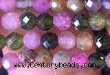 CTG1511 15.5 inches 3mm faceted round tourmaline beads wholesale