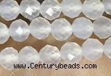 CTG1552 15.5 inches 4mm faceted round white agate beads wholesale