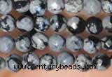 CTG2210 15 inches 2mm,3mm faceted round snowflake obsidian beads