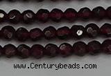 CTG556 15.5 inches 4mm faceted round tiny red garnet beads