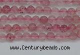 CTG626 15.5 inches 3mm faceted round strawberry quartz beads