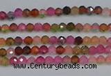 CTG651 15.5 inches 2mm faceted round tourmaline gemstone beads