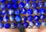 CTG783 15.5 inches 4mm faceted round tiny lapis lazuli beads wholesale