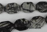 CTJ240 15.5 inches 13*18mm octagonal black water jasper beads