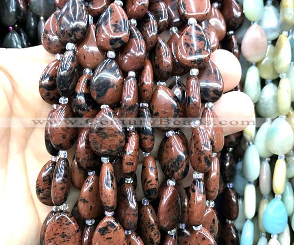 CTR527 15 inches 13*18mm flat teardrop mahogany obsidian beads