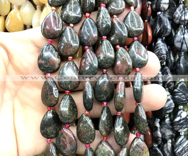 CTR531 15 inches 13*18mm flat teardrop bloodstone beads wholesale