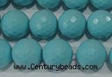 CTU1224 15.5 inches 12mm faceted round synthetic turquoise beads