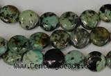 CTU2474 15.5 inches 10mm flat round African turquoise beads wholesale