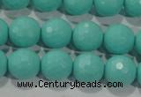 CTU2783 15.5 inches 10mm faceted round synthetic turquoise beads