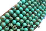 CTU3160 15 inches 4mm round gold vein howlite turquoise beads